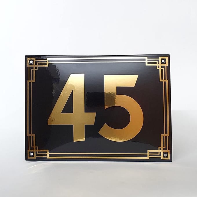 Art deco | jaren ’30 | luxe emaille huisnummer - 45