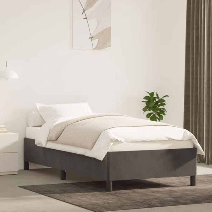 vidaXL - Bedframe - zonder - matras - 80x200 - cm - fluweel - donkergrijs