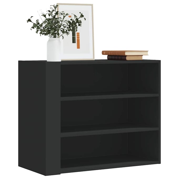 vidaXL - Wandkast - 75x35x60 - cm - bewerkt - hout - zwart