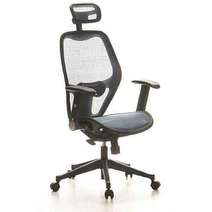 AIR-PORT | Achterkant mesh | Zitting mesh - Professionele bureaustoel Blauw
