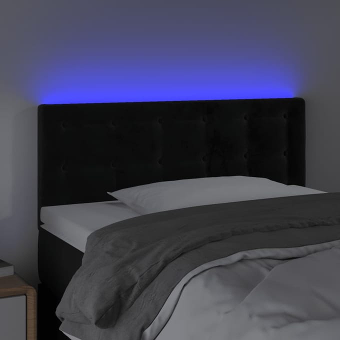 vidaXL - Hoofdbord - LED - 80x5x78/88 - cm - fluweel - zwart