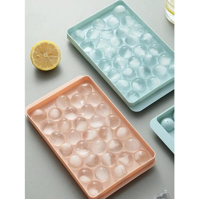 Bac à Glaçons avec Couvercle, Moule à Glaçons pour Réfrigérateur, Mini Moule Boule de Glace Ronde, Convient pour Thé, Café S rose