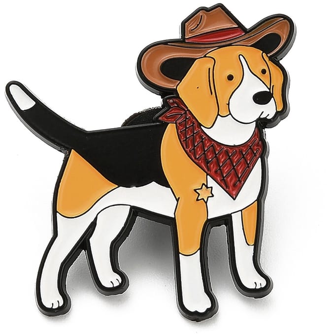 Pin hond, cowboy, wildwest, emaille pin, broche, kledingspeld