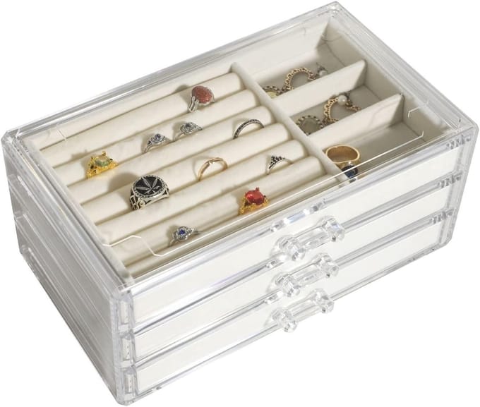 Sieradendoos Organizer - Juwelendoos Opberger - Sieraden Opbergen - Drie Lagen - Verwijderbare Divider - Goud