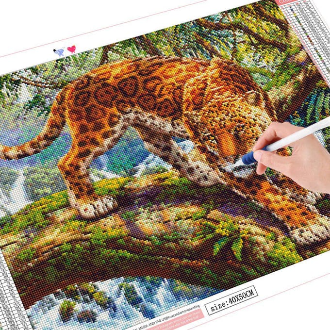 Animal Diamond Painting 5D Leopard Volledige boor ronde borduurkruissteek 20X30CM black