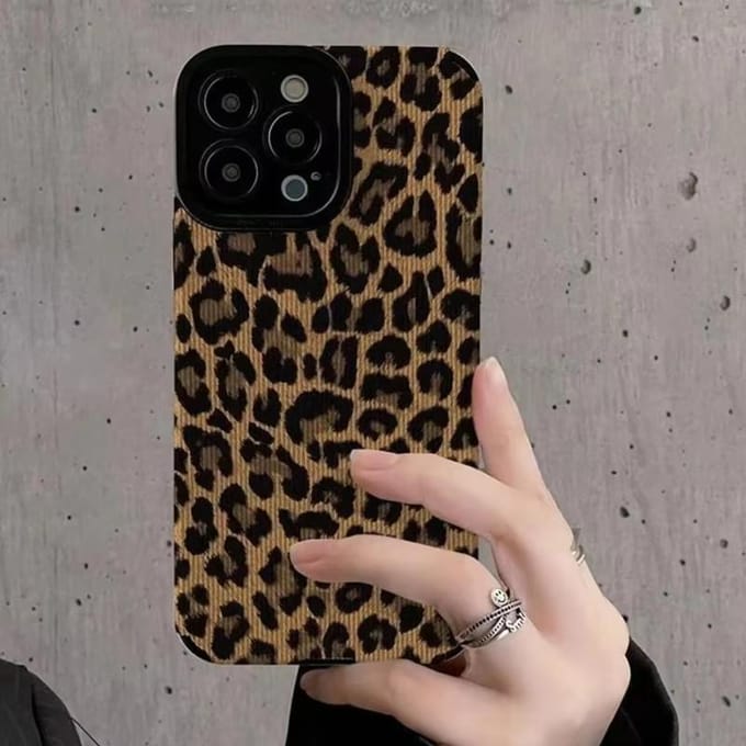 Étui de Mode en Cuir Léopard Marron Noir Pour iPhone 15 16 Pro Max 11 12 13 Mini 14 Plus Silicone Souple Antichoc Couverture Complète For iPhone 15 Pro