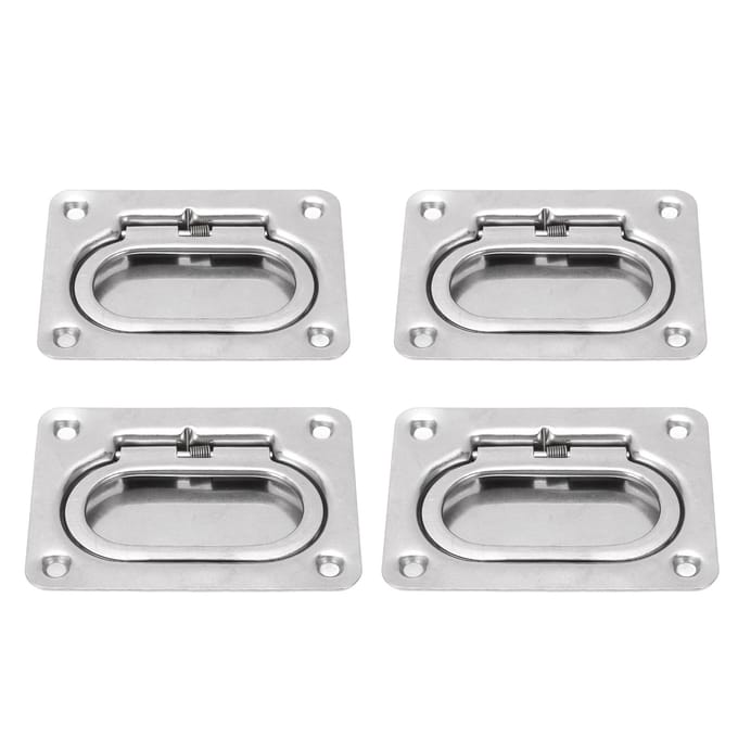 4 stuks Inbouw Ring Trek Dek Lift Deksel Handvat 316 Roestvrij Staal Vierkant voor Boot Schip white
