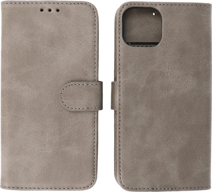 iPhone 15 Plus Hoesje Book Case Telefoonhoesje Grijs