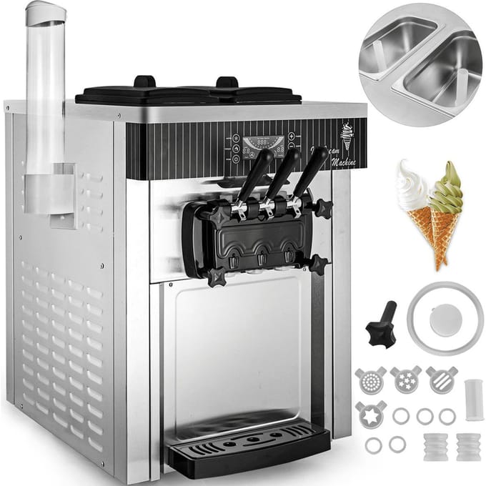Softijs Machine 2200W Commerciële Aanrecht Softijs Maker Machine 5,3 tot 7,4 Gallons per Uur IJsmachine voor Restaurants Bars