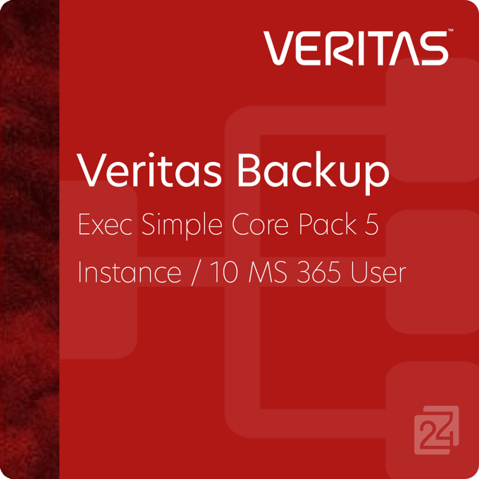 Veritas Backup Exec Simple Core Pack 5 Instance / 10 MS 365 User 1 Jaar