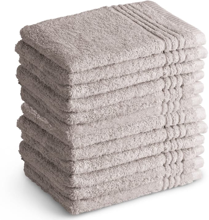 OUTLET BADTEXTIEL - set van 12 - washand 16x21 - lichtgrijs