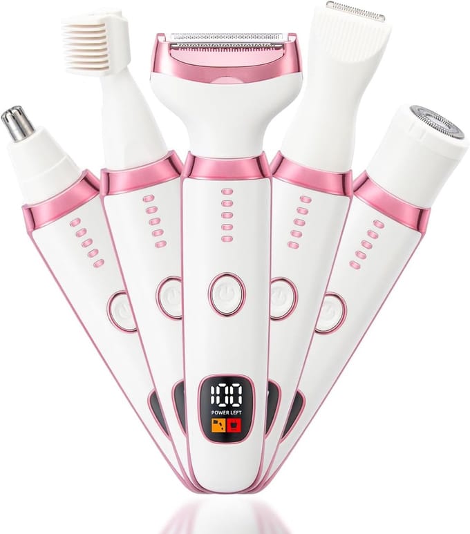 Elektrisch scheerapparaat - Dames trimmer - Huidverzorging - 5-in-1 functie - 15.5 cm - Wit