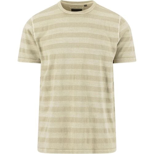 Fynch-Hatton T-Shirt Jacquard Tee Striped Cotton Pistache / male