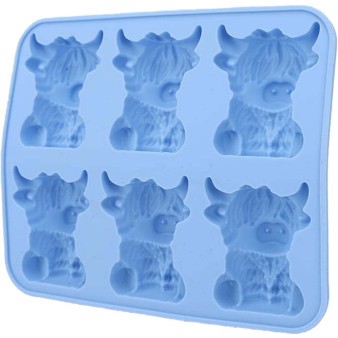 Moule à glaçons Vache des Highlands Mini 6 Cavités Silicone Réutilisable Plateau à Glaçons 3D pour Whiskey Cocktail Bière gray