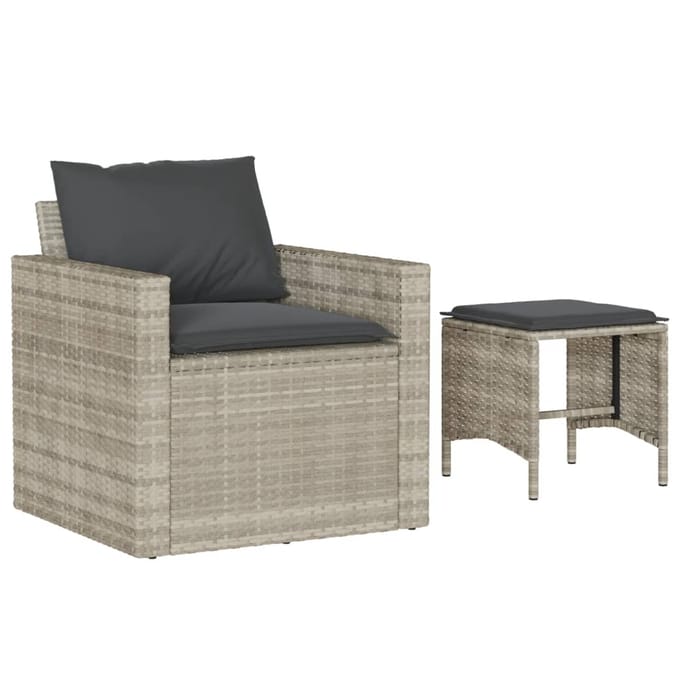 vidaXL - 4-delige - Loungeset - met - kussens - poly - rattan - lichtgrijs