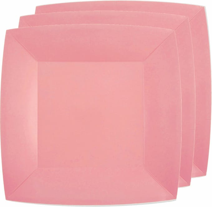 Santex Bordjes karton - 30x - vierkant - roze - 23 x 23 cm - feestbordjes
