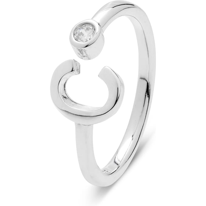 Bague - LUXENTER - Alphabet - Argent 925 - Zircone Brillante - Finition Rhodiée Taille unique white