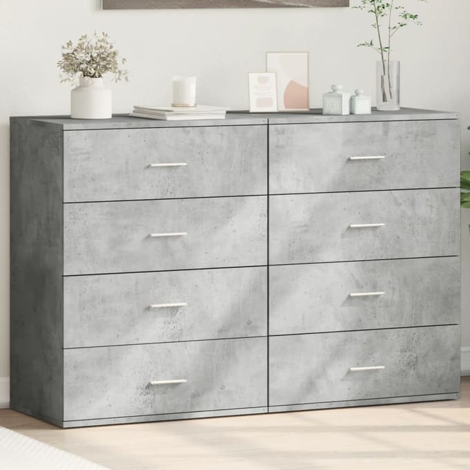 vidaXL - Dressoirs - 2 - st - 60x39x80 - cm - bewerkt - hout - betongrijs