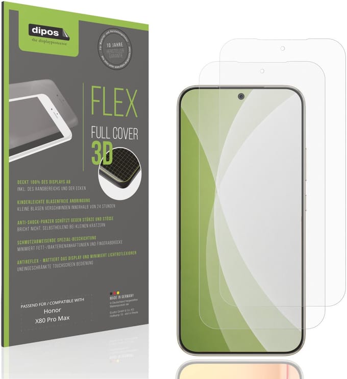 dipos FLEX – 2x Matte Screenprotector geschikt voor Honor X80 Pro Max | Volledige Schermbescherming | Case-Friendly