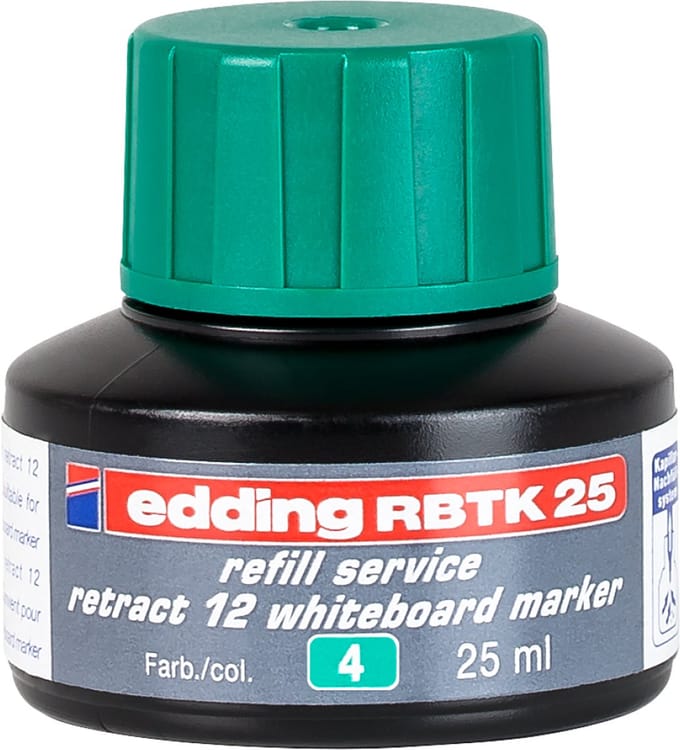edding RBTK 25 (25 ml) navulinkt voor boardmarkers o.a. e-12 - kleur; groen - potje