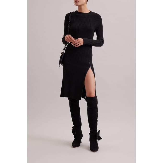 Anne Fontaine Ecusson Robe Black Größe: L | Midikleider Outlet | Damen | Schwarz