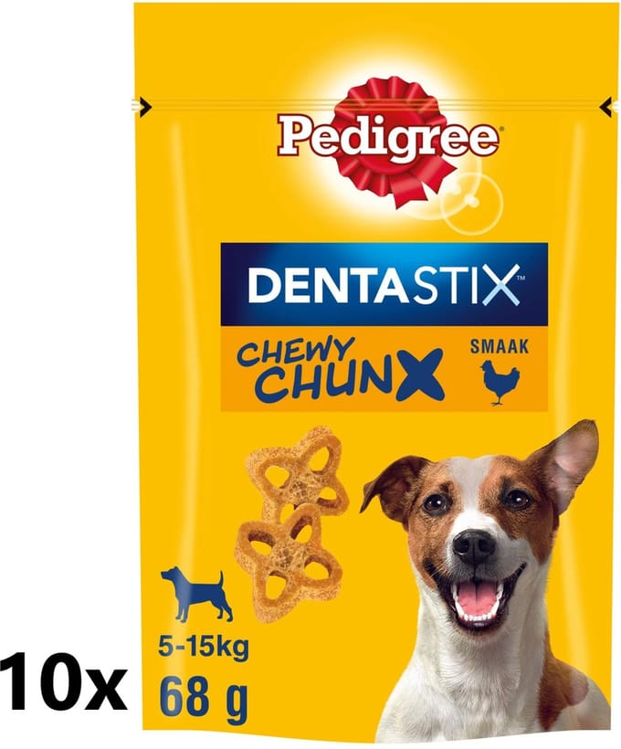 10x Pedigree - Dentastix Chewy Chunx Mini Kip - Hondensnacks - 68 g