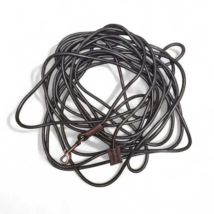 Cooper & Quint DRIFT Leather Towline - Zwart - 5 m