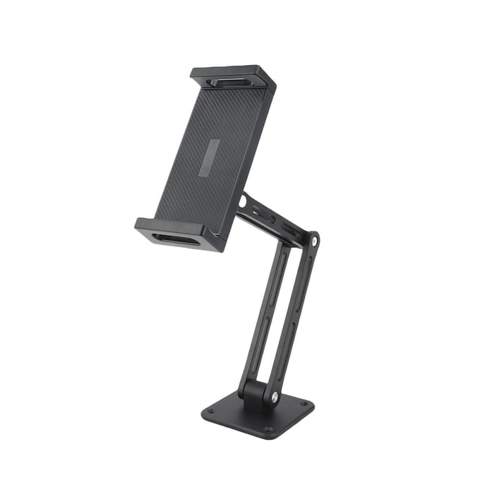 Tablet Wandmontage Houder Aluminiumlegering Verstelbare Opvouwbare Tablet Wandstandaard Houder voor 4 12.9 Inch Telefoons en black