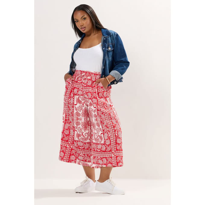 Yours Rode Paisley Midaxi Culottes Size 46