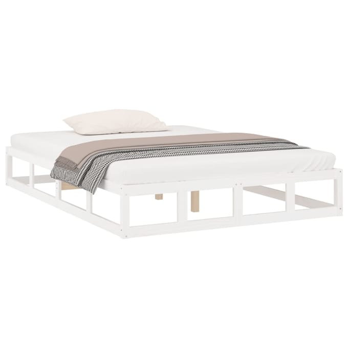 vidaXL - Bedframe - massief - hout - wit - 200x200 - cm