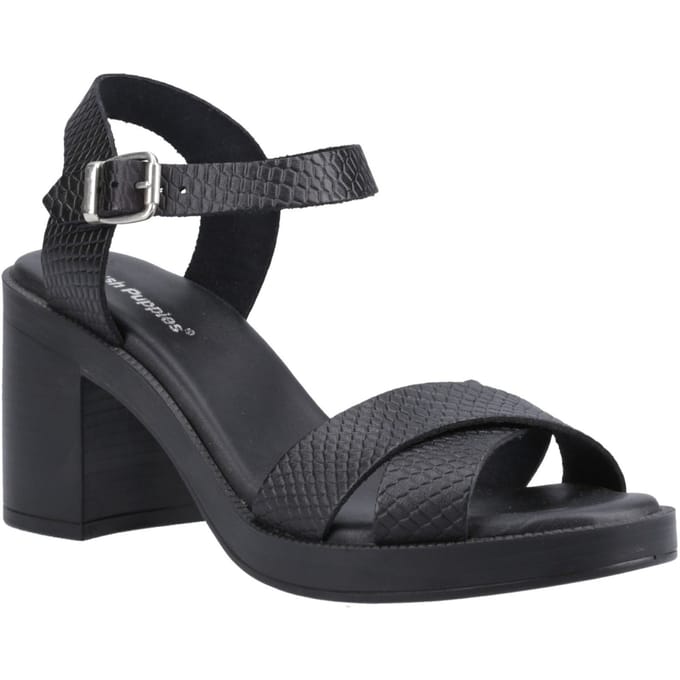 Hush Puppies Georgia Dames Leren Zwart/Slang Sandalen