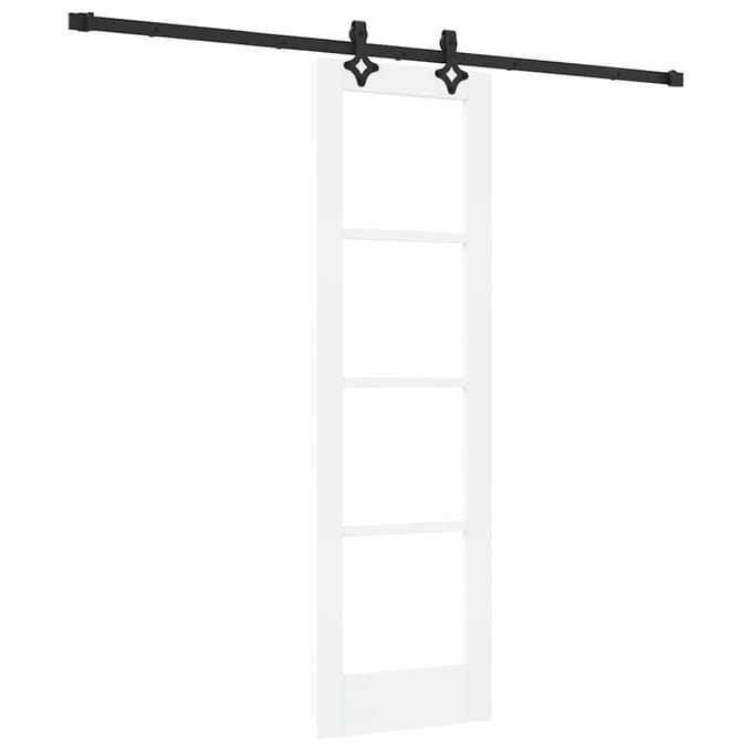 vidaXL - Schuifdeur - Wit - 61 - x - 198,5 - cm - Massief - grenenhout - en - glas