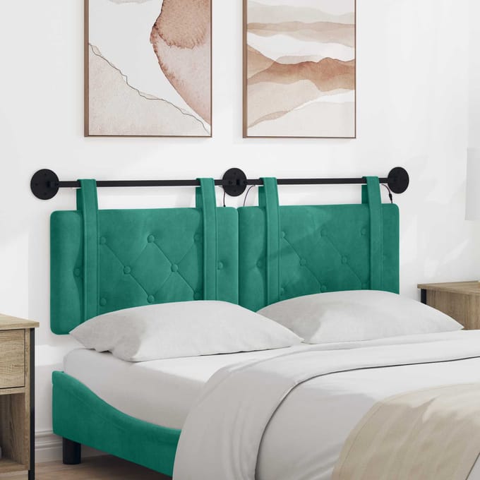 vidaXL - Hangend - hoofdbord - Met - LED-verlichting - Turquoise - Fluweel