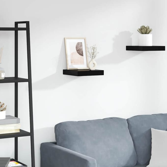 vidaXL - Wandschap - zwevend - 23x23,5x3,8 - cm - MDF - hoogglans - zwart