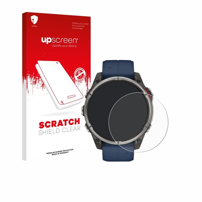 upscreen - Screenprotector voor Garmin quatix 8 (47 mm) - Folie Beschermfolie transparant