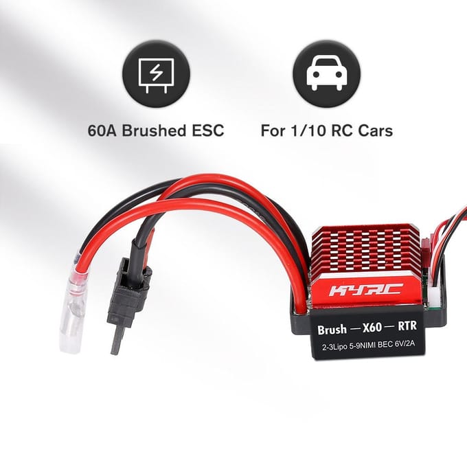 60A ESC télécommande voiture ESC brossé contrôleur de vitesse électrique 6V/2A BEC remplacement pour 1/10 X60