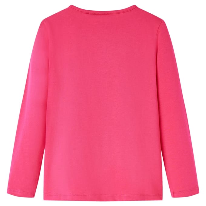 vidaXL - Kindershirt - met - lange - mouwen - 128 - felroze