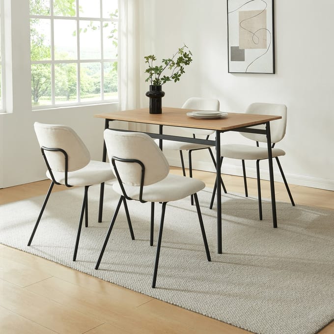 Eetkamerstoel Köma set van 4 beige en zwart [en.casa]