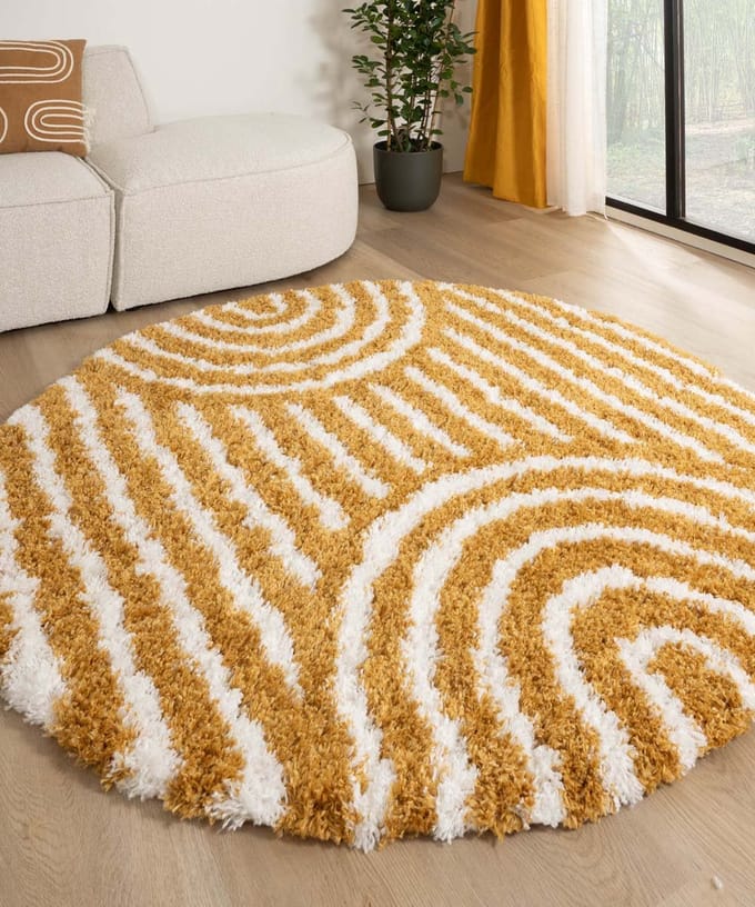 Scandinavisch vloerkleed rond - Cozy Arch okergeel 200