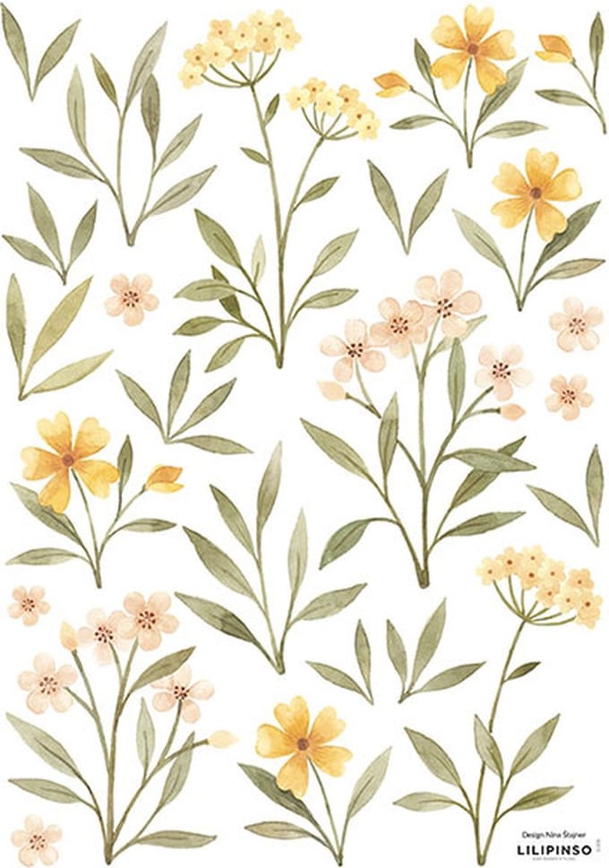 Lilipinso muurstickers Oh Deer Orange and yellow flowers