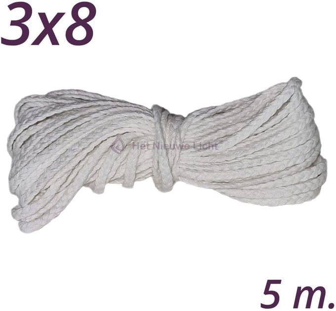 Kaars Lont | HNL 3x8 | 5 meter | Wick | Pit | Wiek | Kaarsenlont.