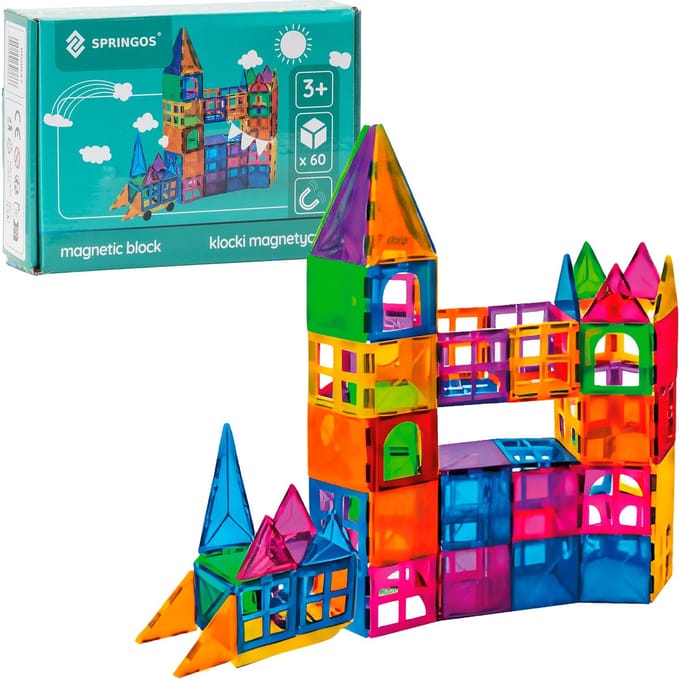 Springos® Magnetisch speelgoed - Speelgoed Kasteel - 60 Stuks - Montessori speelgoed - Speelgoed kinderen