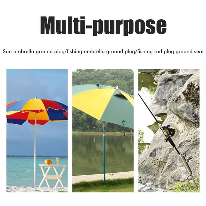 Strandparasolhouder Roestvrij Strandparasolstandaard Grondspies voor Strand Wildvissen white