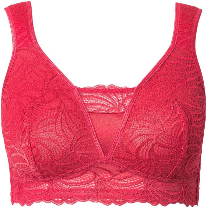 Ulla Popken - Dames - Bralette kant zonder beugel - Magenta - Maat 95C