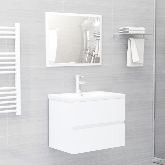 Meuble-lavabo de salle de bain blanc 60 x 38,5 x 45 cm en panneau de particules