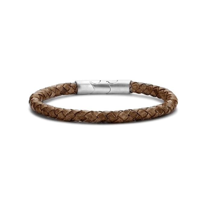 Frank 1967 bracelet brown braided leather 23cm ips