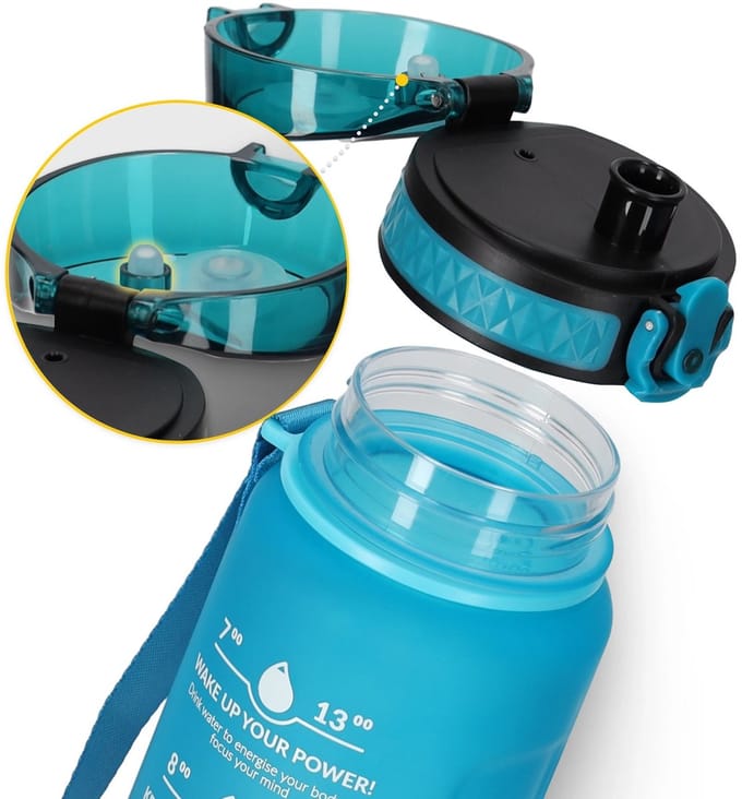 4fizjo Tritan Waterfles - Sportief - Niebieska - Motivationale Teksten