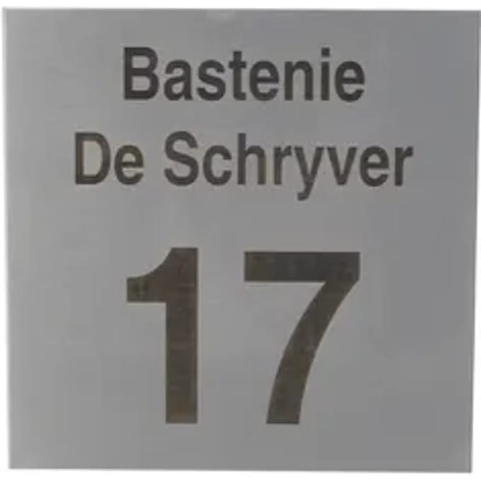 Vasp Huisnummer Met Naam Inox Maatwerk 18x18cm