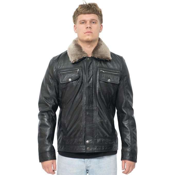 Heren truckershirt leren jas-Galway