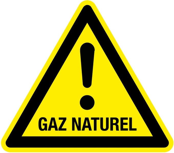 Waarschuwingssticker GAZ naturel 100 mm